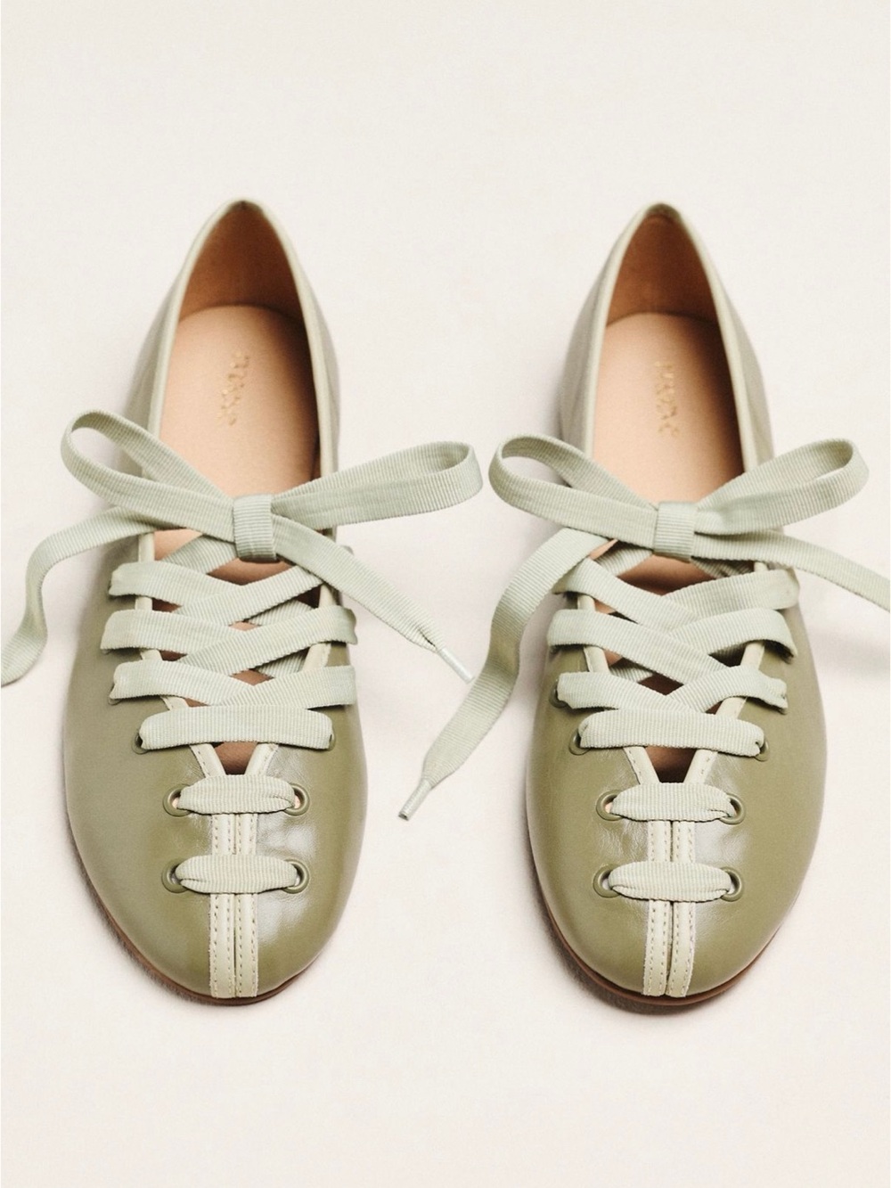 NIB Anthropologie Maeve Ribbon-Lace Sneakers in Sage Sz 36